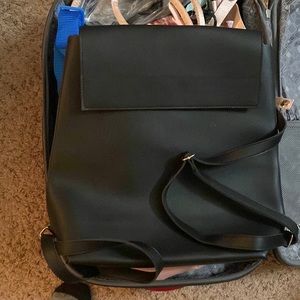 black leather backpack